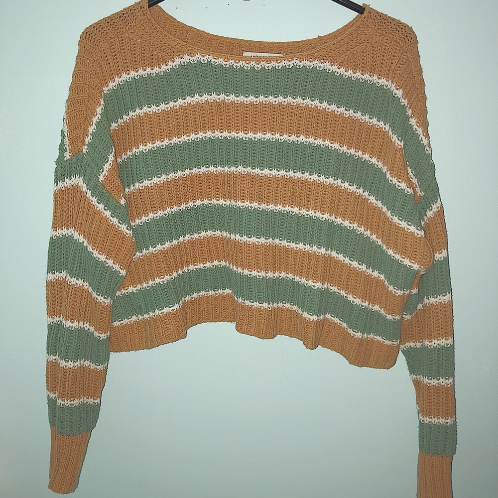 AMERICAN EAGLE Cropped Stripped Knit Sweater